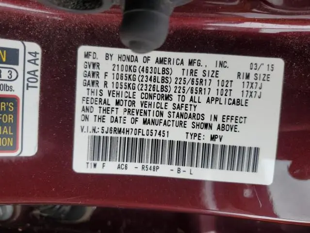 2015 HONDA CR-V EXL  