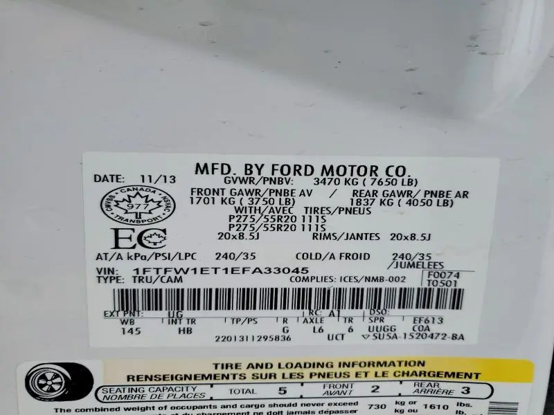 2014 FORD F150 SUPERCREW  