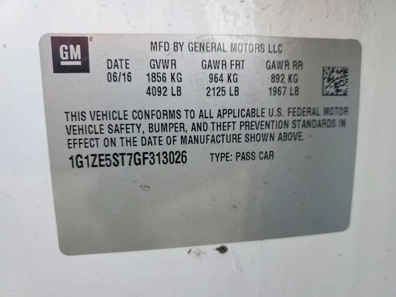 2016 CHEVROLET MALIBU LT  