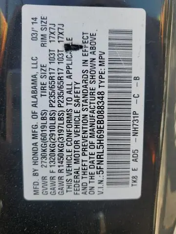 2014 HONDA ODYSSEY EXL