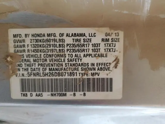 2013 HONDA ODYSSEY LX  