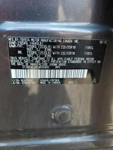 2015 TOYOTA RAV4 LIMITED  