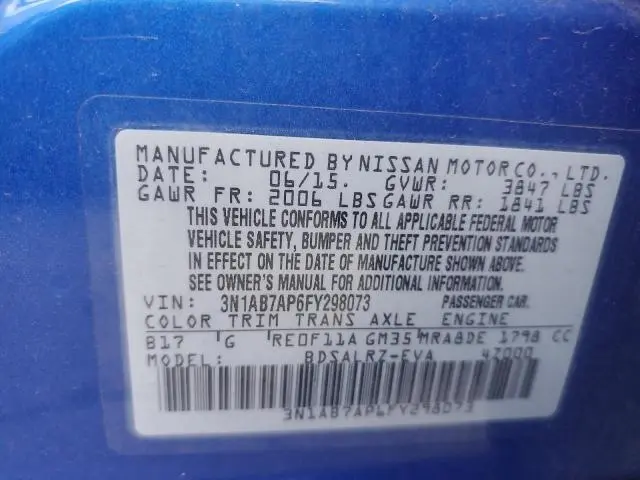 2015 NISSAN SENTRA S  