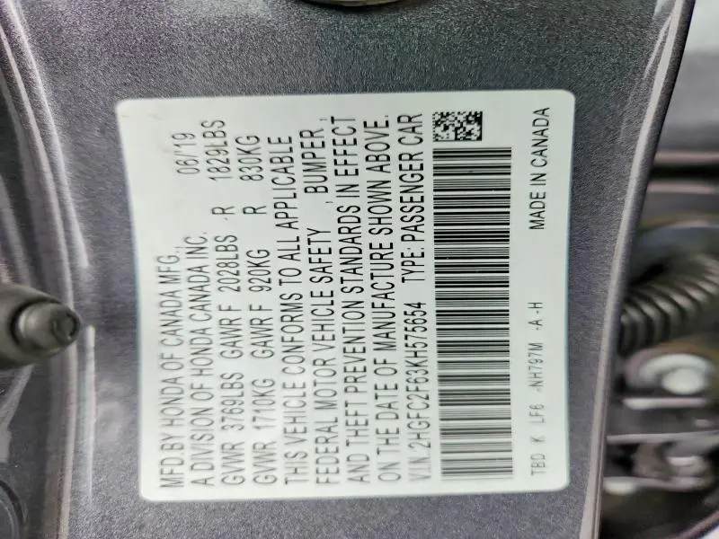 2019 HONDA CIVIC LX  
