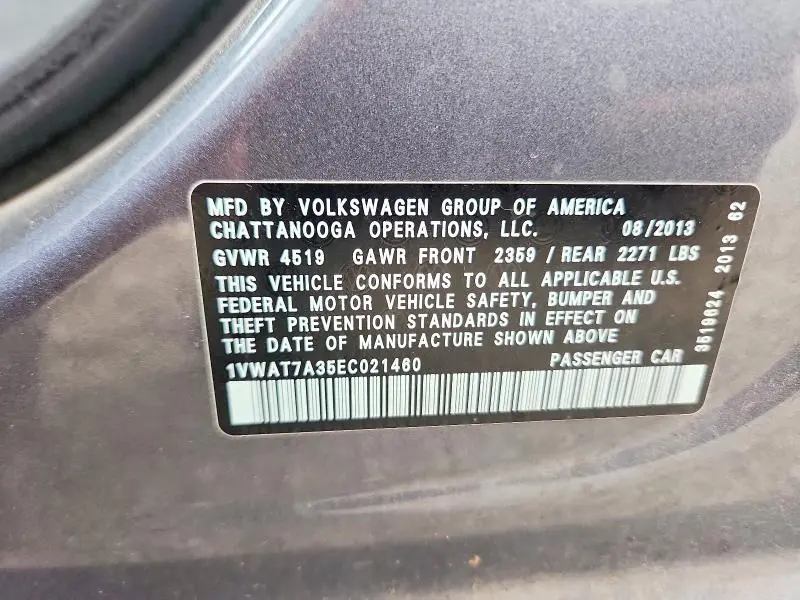 2014 VOLKSWAGEN PASSAT S  