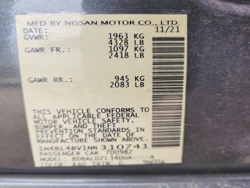 2022 NISSAN ALTIMA S  