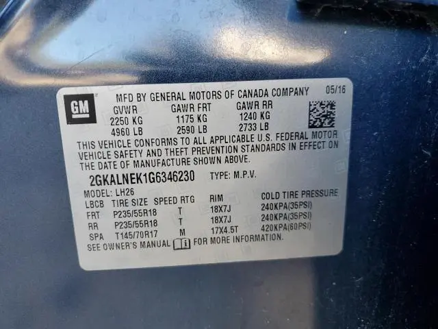 2016 GMC TERRAIN SLE  