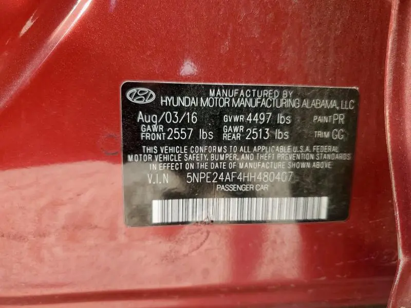 2017 HYUNDAI SONATA SE  