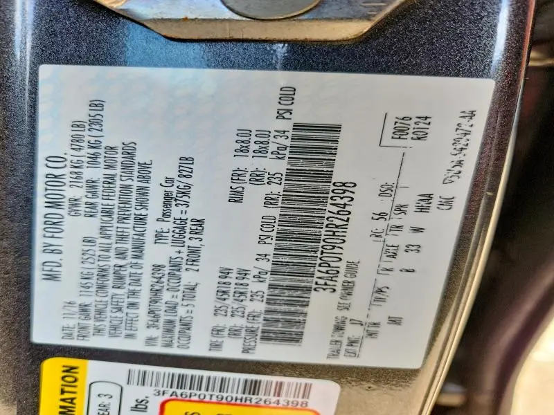 2017 FORD FUSION SE  