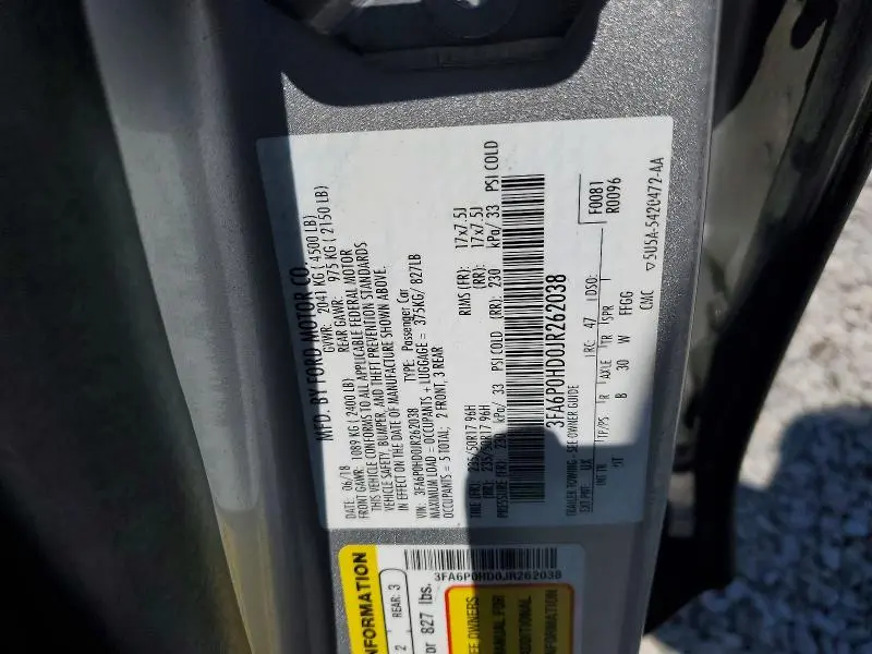2018 FORD FUSION SE  