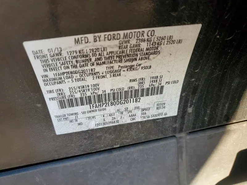 2013 FORD TAURUS SEL  