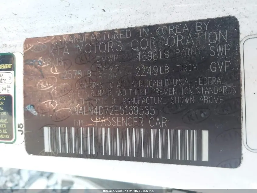 2014 KIA CADENZA PREMIUM