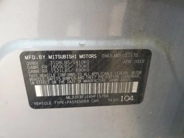2019 MITSUBISHI MIRAGE G4 ES  