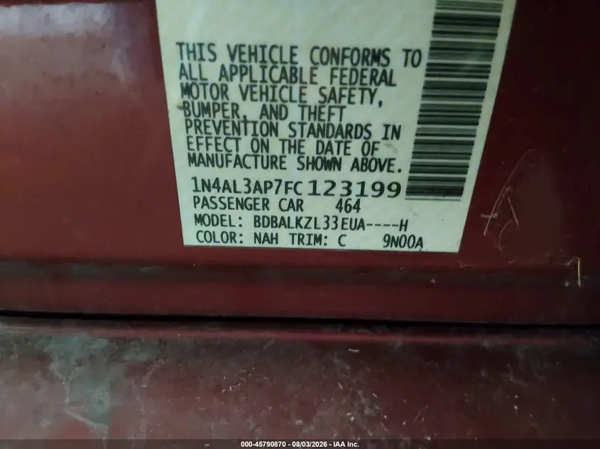 2015 NISSAN ALTIMA 2.5 SV