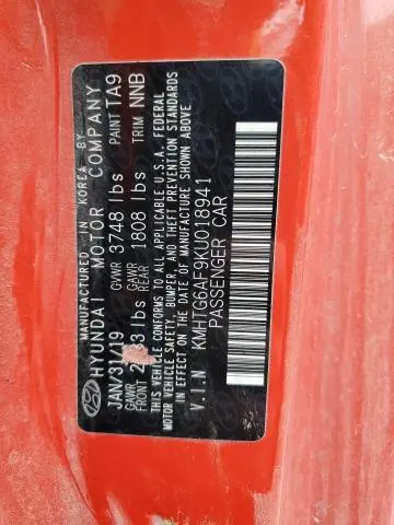 2019 HYUNDAI VELOSTER BASE  