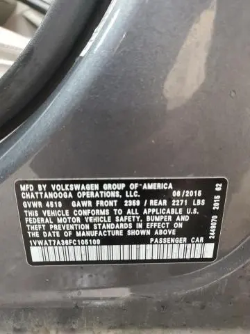 2015 VOLKSWAGEN PASSAT S  