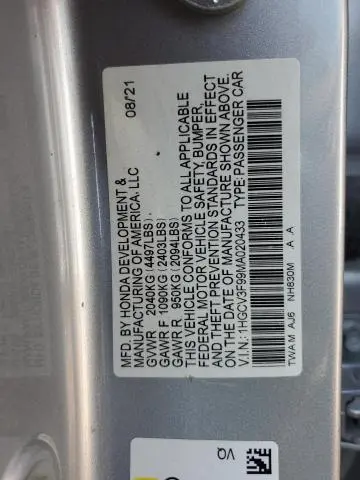 2021 HONDA ACCORD TOURING HYBRID  