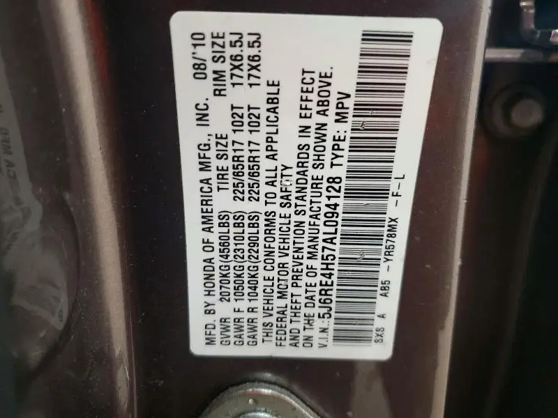2010 HONDA CR-V EX  