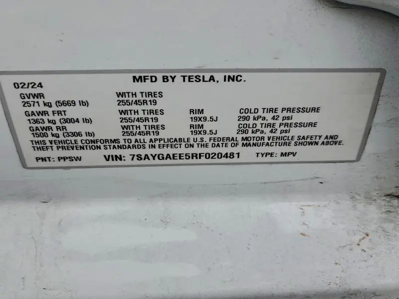 2024 TESLA MODEL Y   