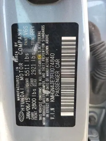 2015 HYUNDAI GENESIS 3.8L  