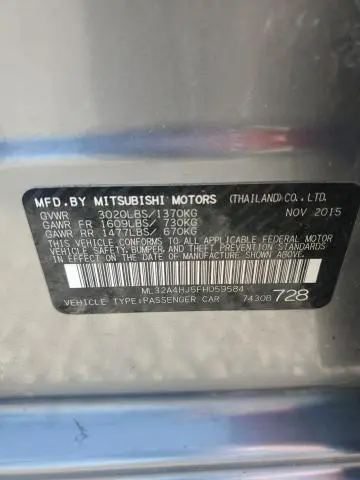 2015 MITSUBISHI MIRAGE ES  