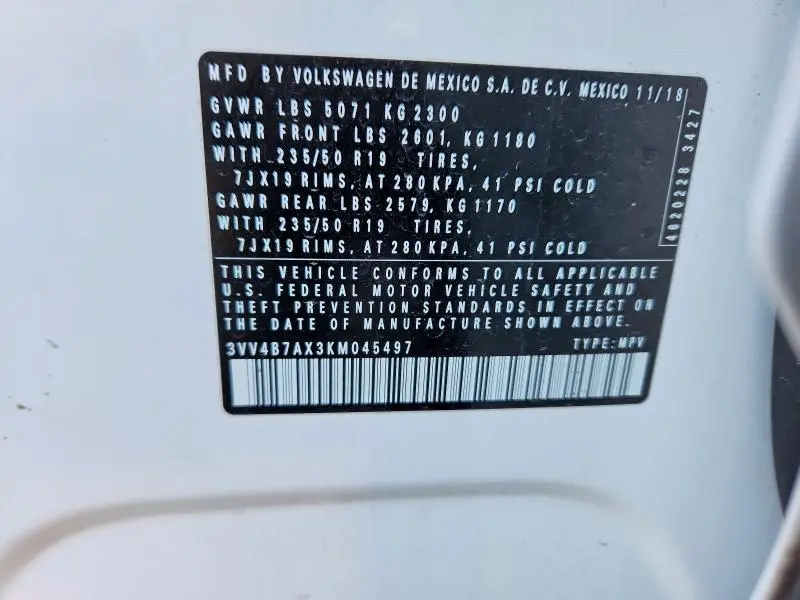 2019 VOLKSWAGEN TIGUAN SEL PREMIUM  