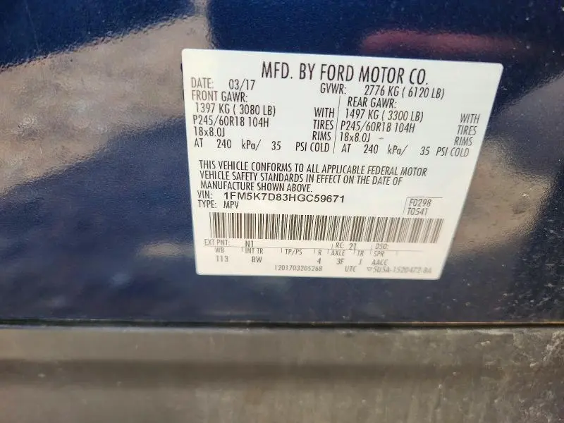 2017 FORD EXPLORER XLT  