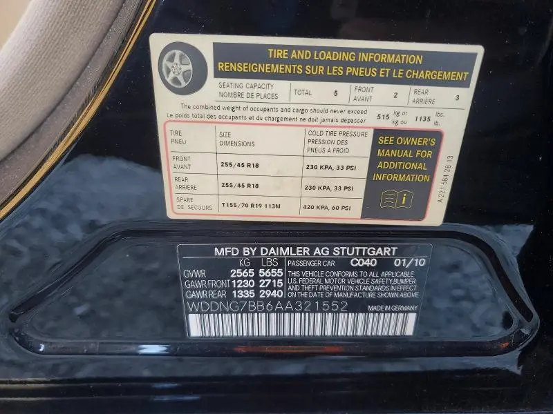 2010 MERCEDES-BENZ S 550  