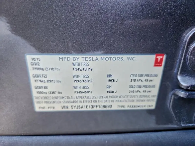 2015 TESLA MODEL S   