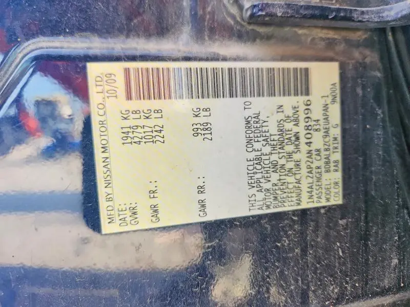 2010 NISSAN ALTIMA BASE  
