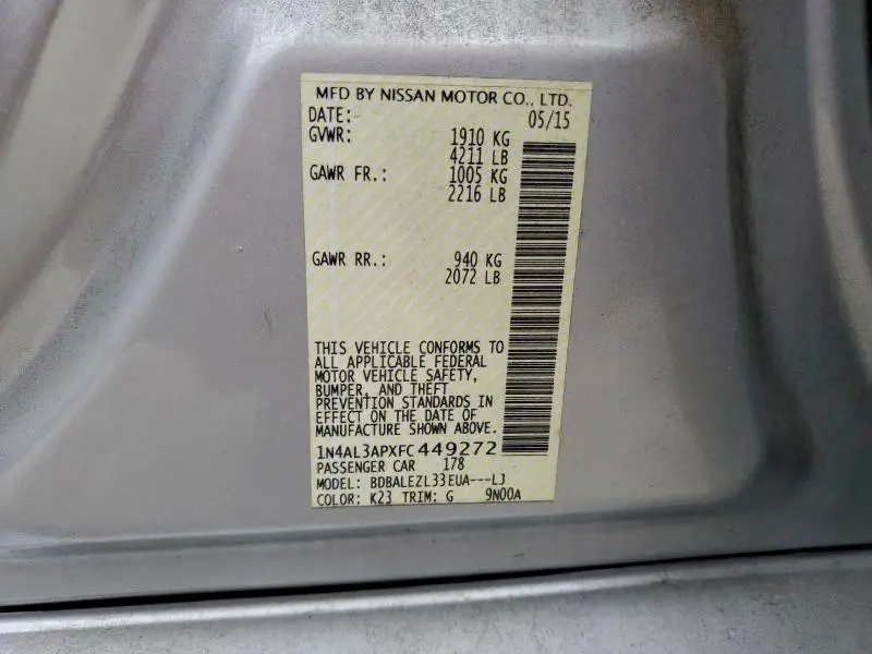 2015 NISSAN ALTIMA 2.5  