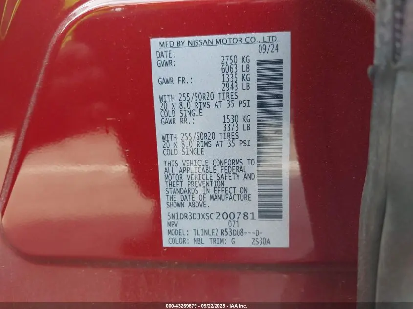 2025 NISSAN PATHFINDER PLATINUM 4WD