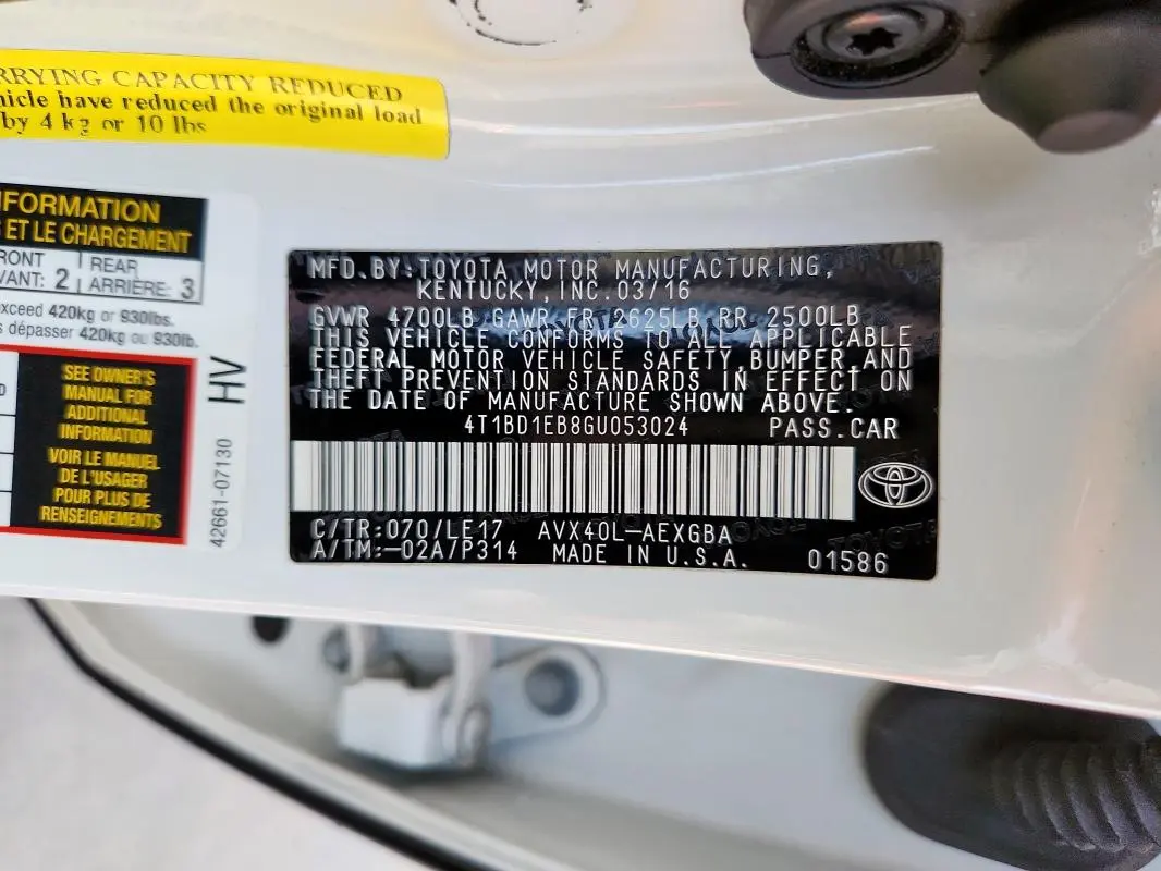 2016 TOYOTA AVALON HYBRID  
