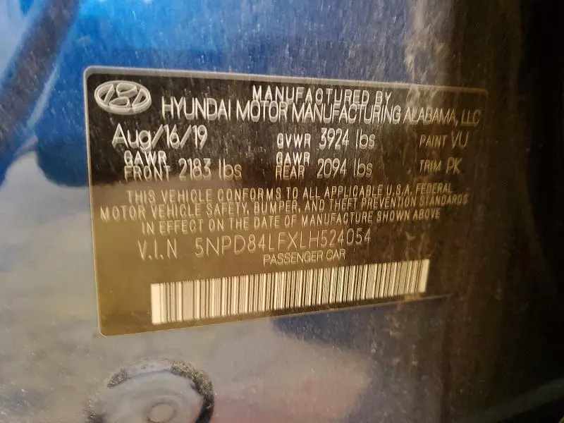 2020 HYUNDAI ELANTRA SEL  