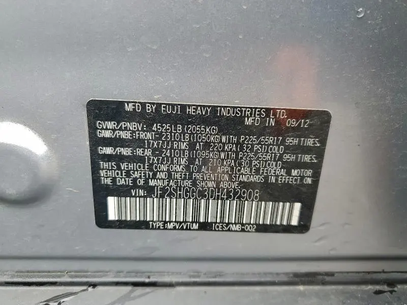 2013 SUBARU FORESTER TOURING  