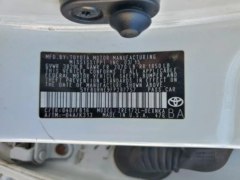 2015 TOYOTA COROLLA LE  