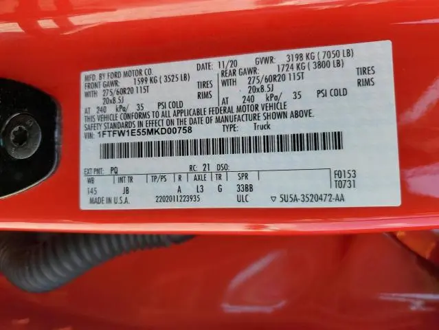 2021 FORD F150 SUPERCREW  