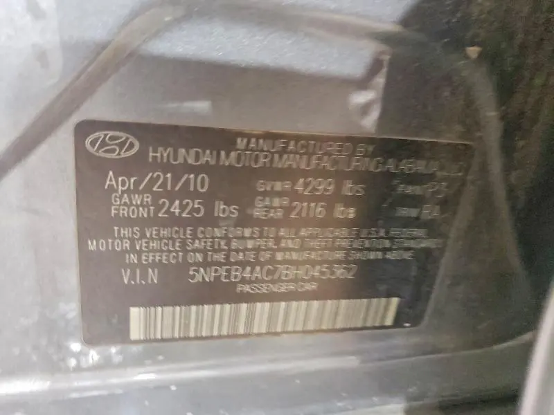 2011 HYUNDAI SONATA GLS  