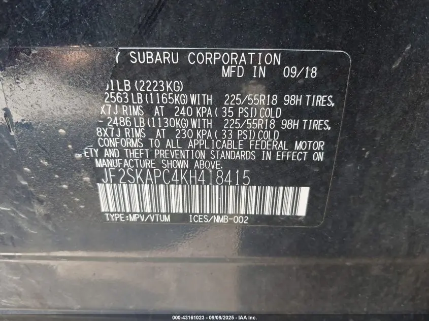 2019 SUBARU FORESTER SPORT