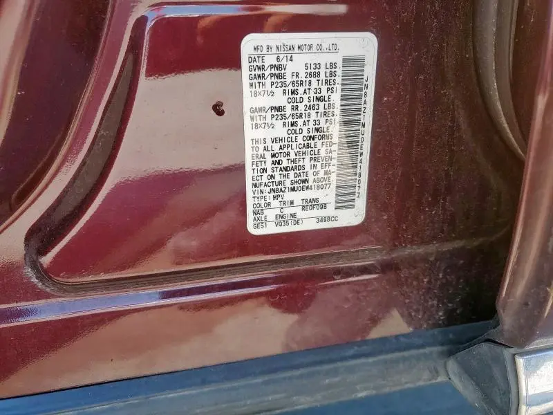 2014 NISSAN MURANO S  