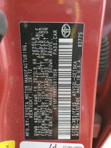 2012 TOYOTA CAMRY BASE  