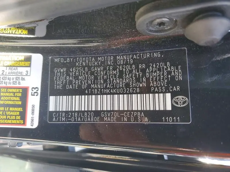 2019 TOYOTA CAMRY XSE V6  