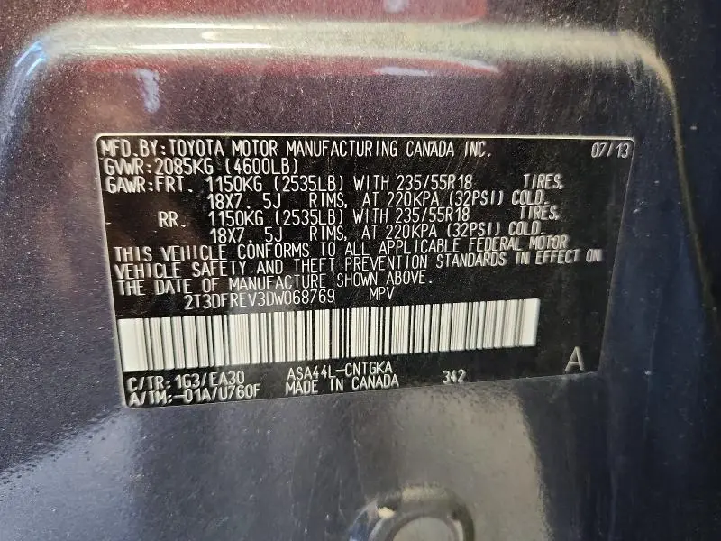 2013 TOYOTA RAV4 LIMITED  