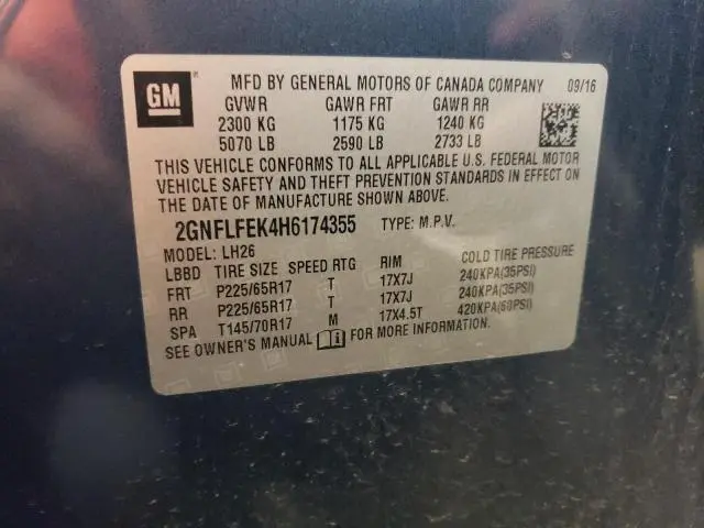 2017 CHEVROLET EQUINOX LT  