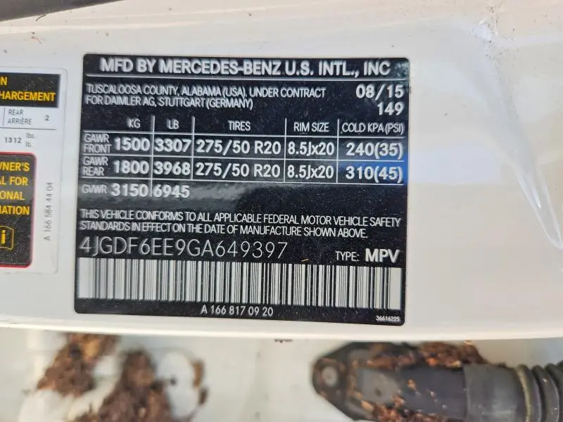 2016 MERCEDES-BENZ GL 450 4MATIC  