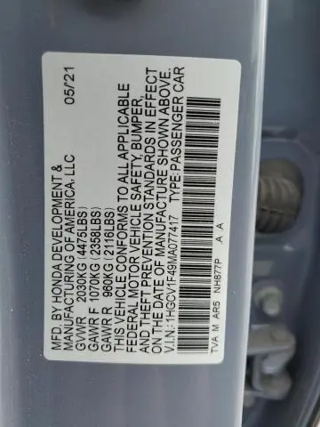 2021 HONDA ACCORD SPORT SE