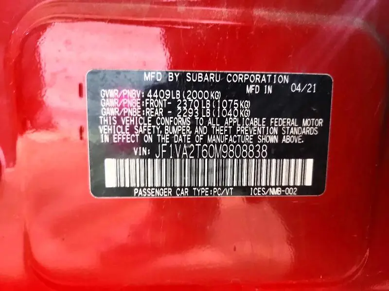 2021 SUBARU WRX STI LIMITED  