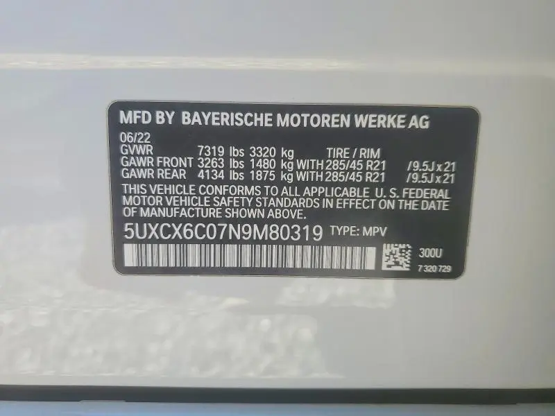 2022 BMW X7 M50I  
