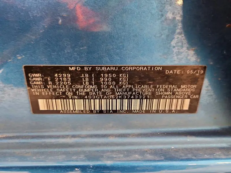 2019 SUBARU IMPREZA LIMITED  