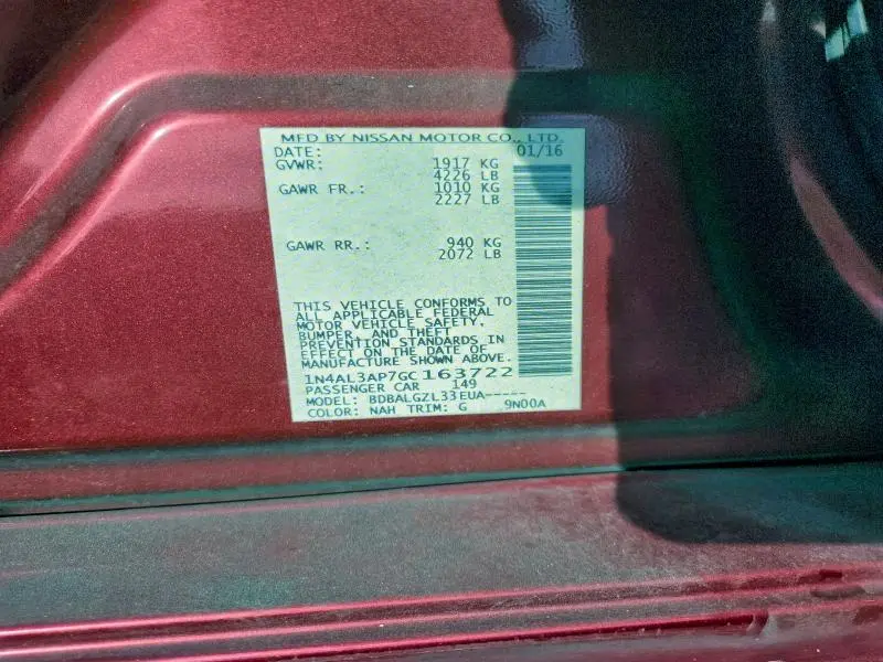 2016 NISSAN ALTIMA 2.5  